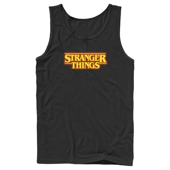Netflix Men's Stranger Things Orange Logo Tank Top Black 2X Large