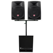 (2) Rockville RPG12 12" Active DJ PA Speakers+Dual Mount+15" Powered Subwoofer