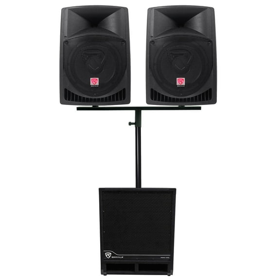 (2) Rockville RPG12 12" Active DJ PA Speakers Dual Mount 15" Powered Subwoofer