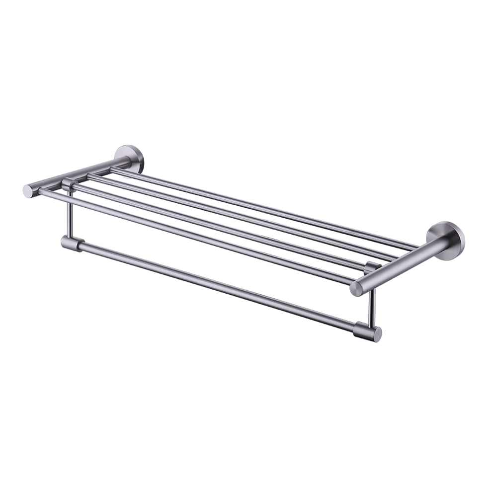 KES Bathroom Minimalist Towel Rack Shelf with Foldable Towel Bars Wall