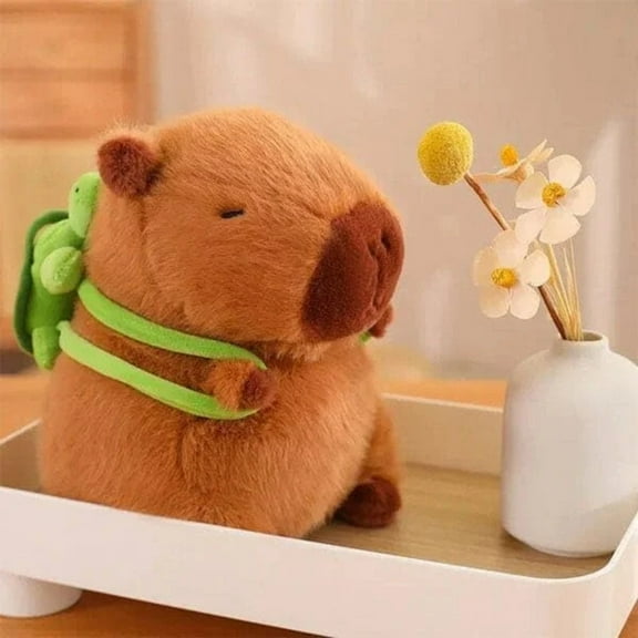 13.76Inch Capybara Plush Toy with Turtle Plush Backpack – Cuddly Soft Huggable Stuffed Animals Plush Pillow, Gifts for Teens, Women & Fans