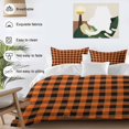 thumbnail image 3 of 3 Piece Farm Buffalo Plaid Duvet Cover Set California King, Microfiber Comforter/Quilt Cover with Corner Ties and 2 Pillowcases, Orange Black Checkered All Season Soft Bedding with Zipper Closure, 3 of 8