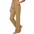 thumbnail image 5 of Gaukiv Womens Straight Pants High Rise Stretch Woven Casual Trousers Business Suit Pants Coffee 2XL, 5 of 6