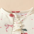 thumbnail image 5 of Ruyang New Born Baby Girls Cherry Graphic Jumpsuit Bowknot Headband Cute Ruffle Zip Up Bodysuit Long Sleeve Footie Onesie, 5 of 9