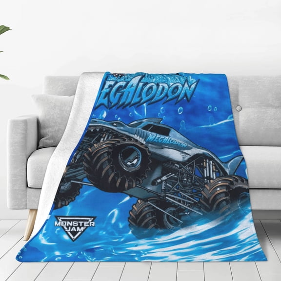 Monster Megalodon Trucks Soft Micro Fleece Blanket Throw Lightweight Flannel Blankets for Bed Couch Sofa