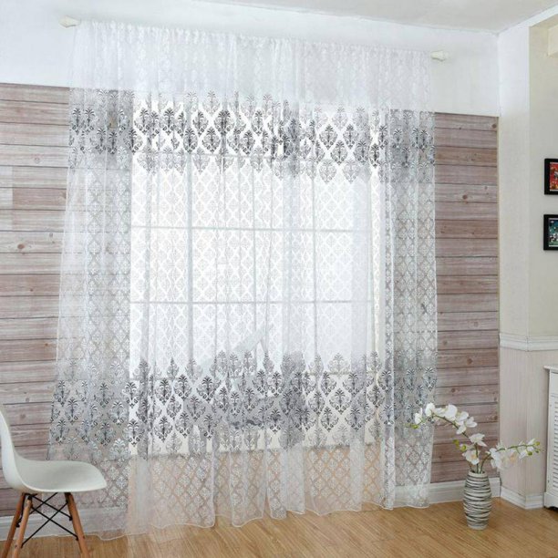 Brand Clearance!!Floral Print Sheer Linen Window Curtain Panel for Rustic Living Room/Bedroom