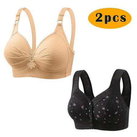 Itsame 2PC Bras for Women s Full Support Everyday Casual Bra Set Breathable Wireless Comfort Bralette Multicolor Size 4XL
