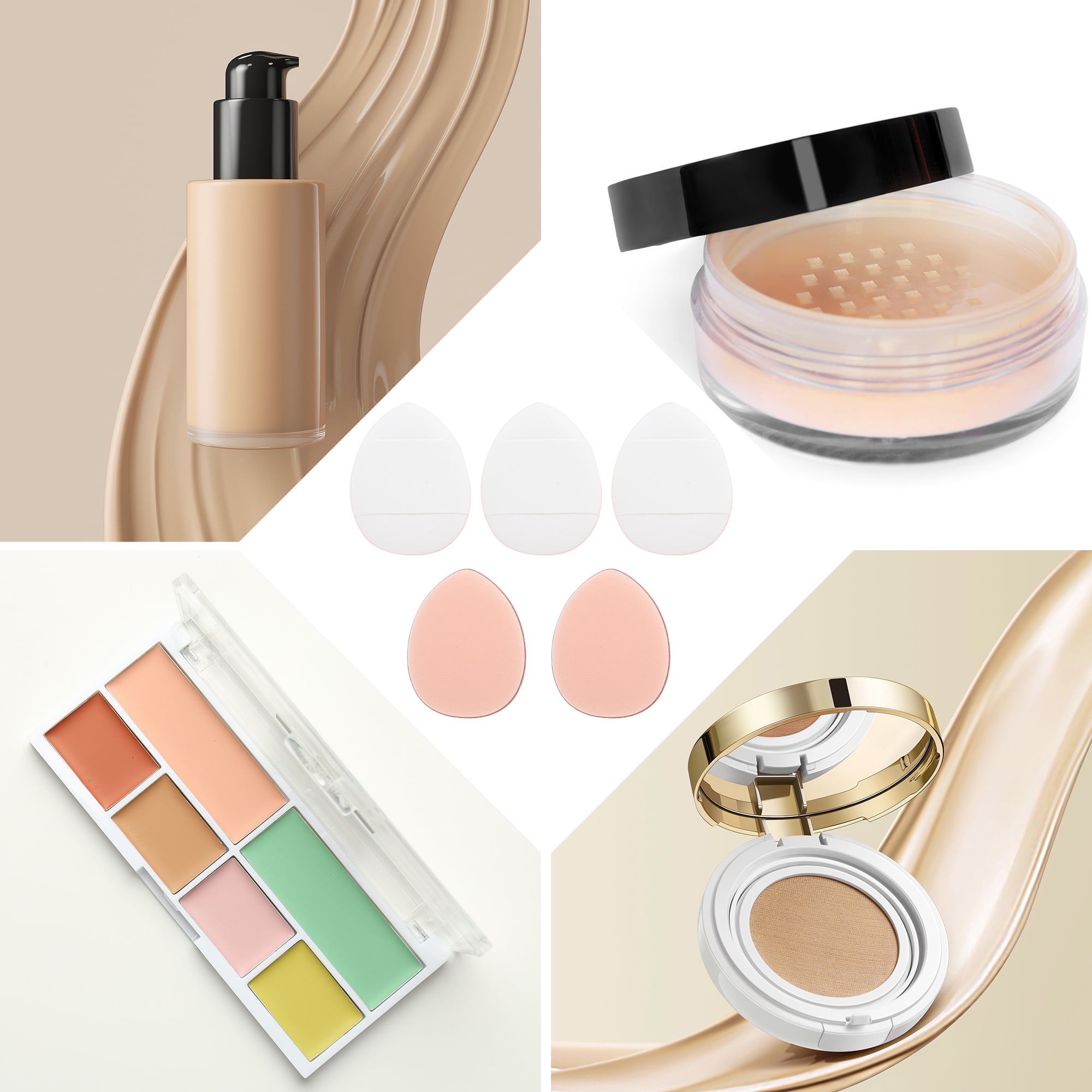Unique Bargains 5Pcs Portable Mini Face Makeup Sponge for Bedrooms Travel Use White