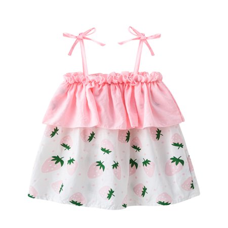 

Little Girl Dress Off Girl s Clothes Baby Shoulder Fruit Kids Princess Girls Skirt Toddler Summer Cool Cute