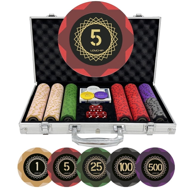 Set de fichas de póker LOYCHIP de 300 piezas de 14 g con estuche