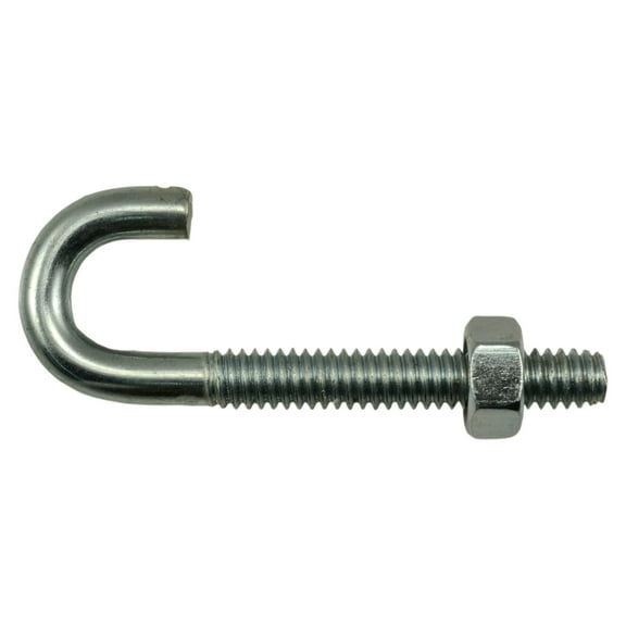 1/4"-20 x 2-5/16" Zinc Plated Steel Coase Thread J-Bolt w/ Nut (20 pcs.)