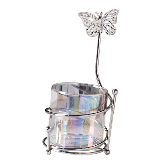 Estante de almacenamiento de cucharas de café, organizador de cubiertos, soporte creativo y elegante para tenedores de postre, tarro de almacenamiento Plata