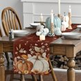 thumbnail image 2 of Sm:)e Watercolor Pumpkin Fall Table Runner 13x72 Inch, Thanksgiving Holiday Dining Room Party Decoration(Brown), 2 of 7