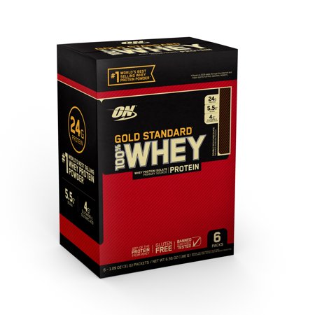 Optimum Nutrition Gold Standard 100% Whey Protein Powder, Double Rich Chocolate, 24g Protein, 6 Count Sache