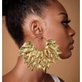 thumbnail image 2 of Trendy Gold Large Hoop Drop Earrings, 2 of 10
