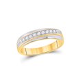 thumbnail image 3 of Solid 14k Two Tone White and Yellow Gold His and Hers Round Diamond Cluster Matching Couple Three Rings Bridal Engagement Ring Wedding Bands Set 3/4 Ct. - (L = 5, M = 12), 3 of 4