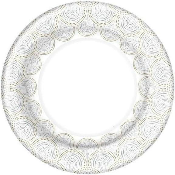 EcoQuality 8.5 inch Metallic Design Round Salad Paper Plates – Disposable Elegant Plates for Salads, Appetizers, Catering, Weddings, Parties, Events, and Buffets – Premium Paper Dinnerware (54)
