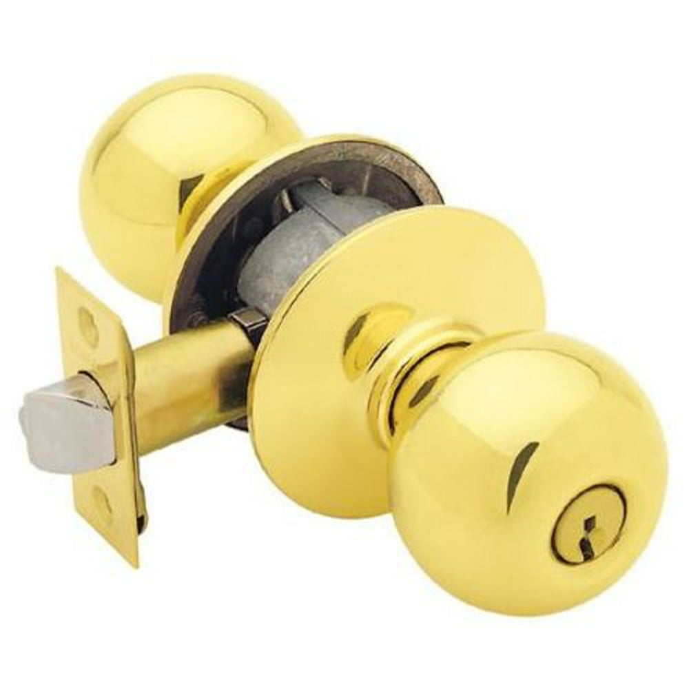 Schlage F51Orb Orbit Keyed Entry Panic Proof Door Knob Set Brass