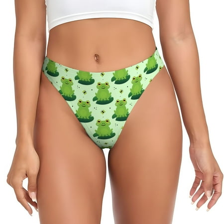 Thongs for Women - Cute cartoon frog butterfly green No Show Seamless Womens Thongs Underwear  Soft Stretch G String Thongs for Women Cuteness Ladies Thong Bikini Panties Briefs