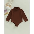 thumbnail image 2 of Gzhioc Infant Baby Autumn Romper, Solid Color Long Sleeve High Neck One-Piece Jumpsuit for Boys Girls,0-24 Months, 2 of 8