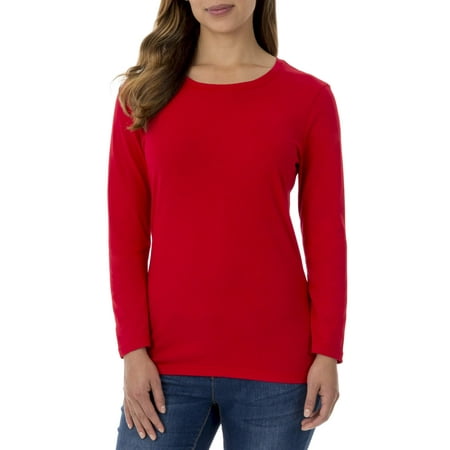 Faded Glory - Women's Essential Long Sleeve Crewneck T-Shirt - Walmart.com