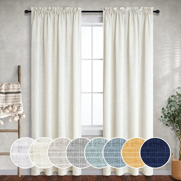 yubcxhop Rideaux Jaune Moutarde 54 Pouces Longueur pour Chambre Enfants 2 Panneaux Poche Tringle Décor Automne Chaud Filtrant la Lumière Lin Semi-Transparent Doré Or Rideau pour Salon