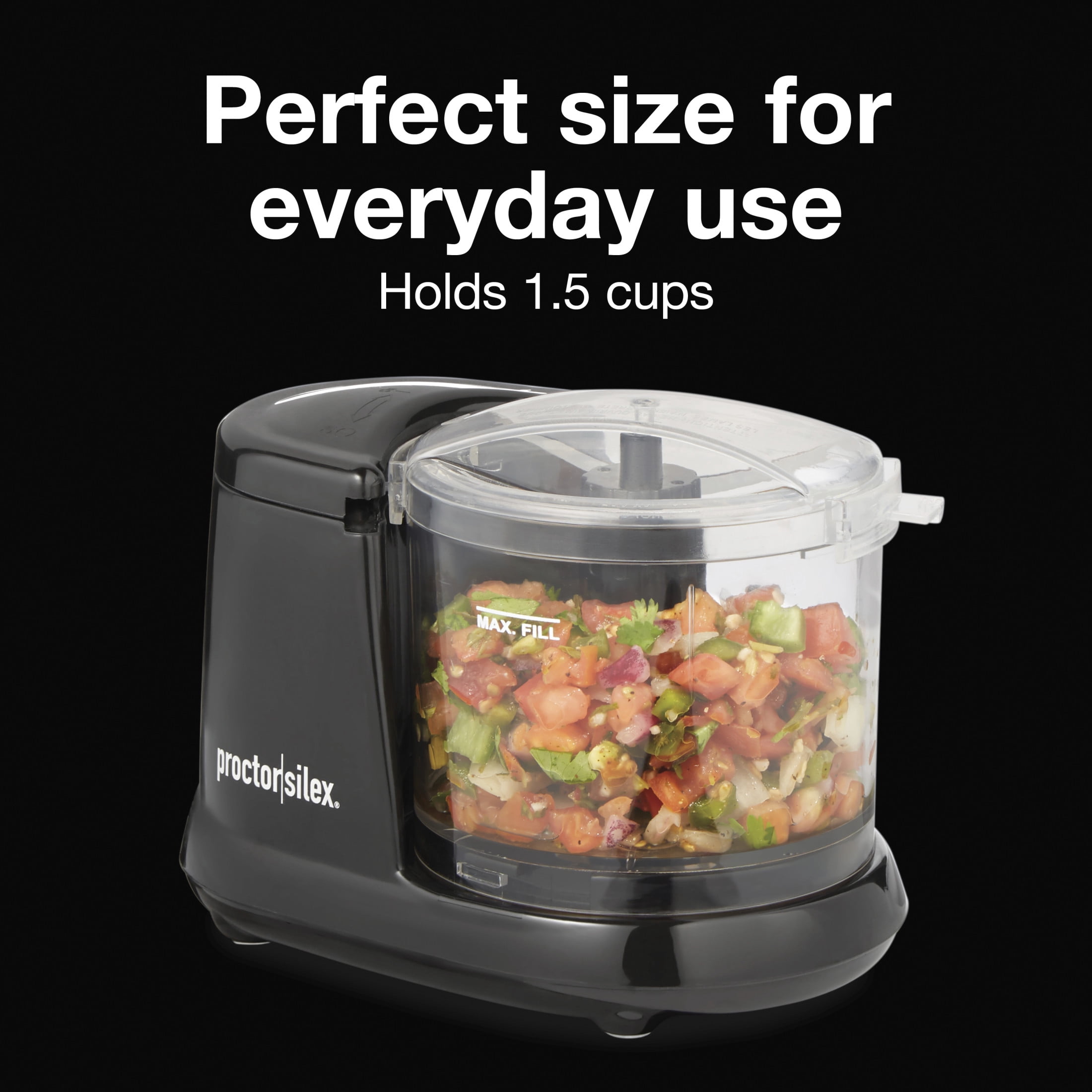 Proctor Silex Electric Food Chopper & Mini Food Processor, 1.5 Cup, Black