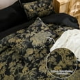 thumbnail image 4 of Black Comforter Set King, 7 Pieces Black and Gold Botanical Comforters King Size Bed in a Bag Elegant Plants Print with Sheets Soft Microfiber Complete Bedding Sets for All Season, 4 of 8