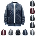 thumbnail image 4 of WREESH Fashion Zip-Up Sweater Jacket Men's Thickened Cardigan Sweater Jacket Stand Collar Colorblock Knitted Coat Long Sleeve Hoodless Casual Coat/Jacket Sweater Dark Gray, 4 of 4