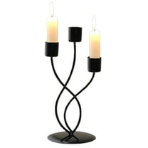 Bxaolu Iron Candle Holder Fireplace: Metal Candelabra Centerpiece Decor - 3-Stem Taper Candlestick Candle Holders, Black
