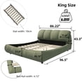 thumbnail image 2 of King Size Bed Frame, Luxury Upholstered Platform Bed With Comfy Padded Backrest, Oversize Platform Bed Frame With Solid Wood Frame, High Capacity, Suitable For Multiple Heights of Mattresses, Green, 2 of 9