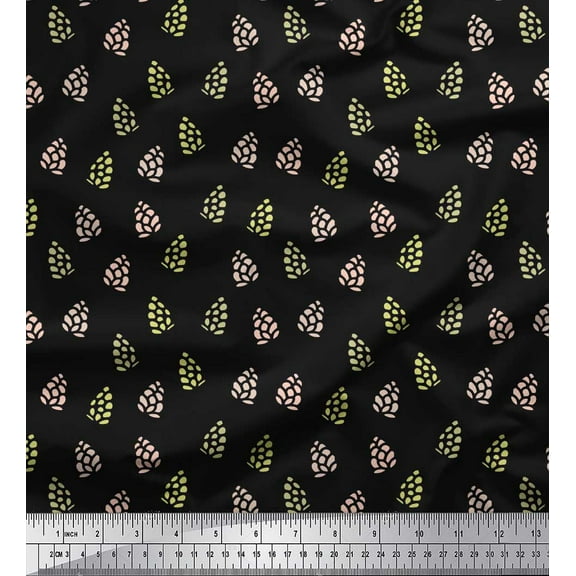 Soimoi Black Cotton Duck Fabric Fruits Fabric Prints By Yard 42 Inch Wide