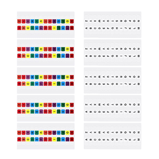 10 hojas de pestañas de alfabeto de colores, pestañas adhesivas pequeñas, pestañas de página autoadhesivas, marcadores de página de Bloc de notas