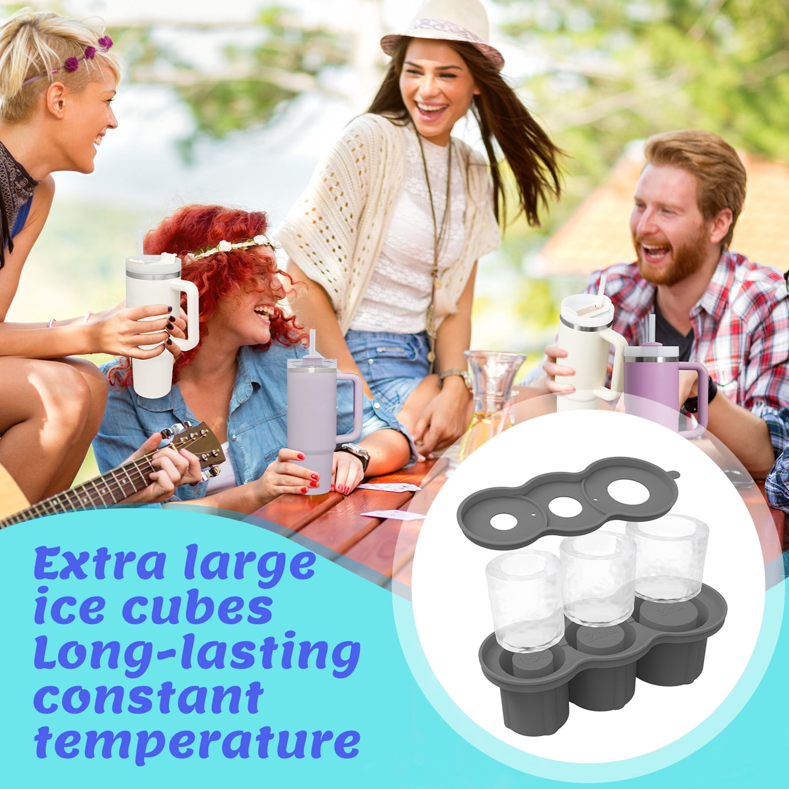 ievspot Silicone Ice Mold Cylinder Hollow Shape Stackable Juice Whiskey Cocktail Ice Cubes Maker