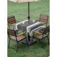 thumbnail image 4 of Outdoor Tablecloth with Umbrella Hole for Patio/Picnic/Party/Camping, Vintage Black Gray Striped Waterproof Table Cloth Square Cover Washable, Farmhouse Modern Stripes Boho (60"x 60"), 4 of 9