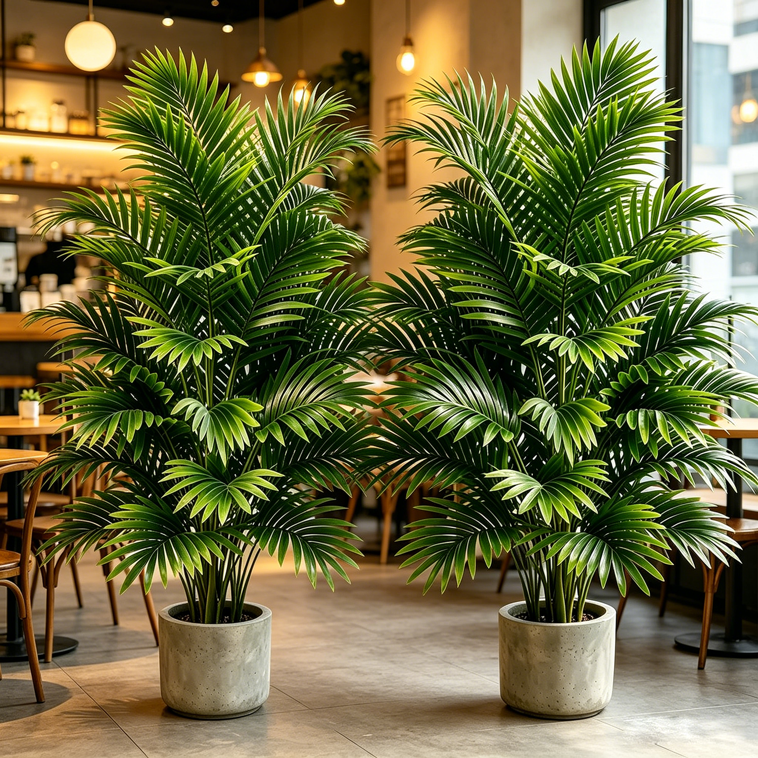 Evergreen Artificial Coconut Palm Tree with Realistic Fruits, Maintenance Free UV Protected, Indoor Outdoor Patio Pool Decor, Set of 2