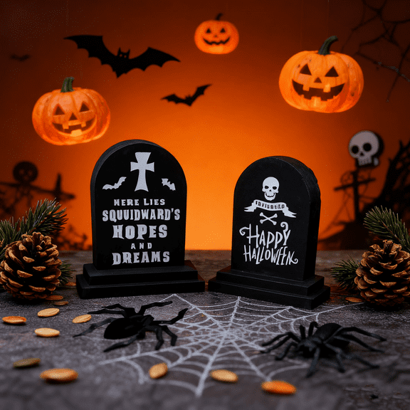 JDH 2PCS Halloween Skull Tombstone Silicone Mold for 3D Candle Casting, Art Craft DIY Plaster Aromatherapy Candle Decoration