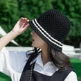 thumbnail image 4 of Women Beach Hat Knitted Hollow Out Round Hat Mesh Bucket Crochet Knitting Hat, 4 of 6