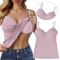 thumbnail image 4 of Camisole Tops for Women 2 PCs Built in Padded Bra Sweetheart Neck Adjustable Spaghetti Strap Cotton Cami Tank Tops Undershirts Comfy Bodycon Sleeveless Tank Top Daily Running Yoga Tops, L 3XL, 4 of 8