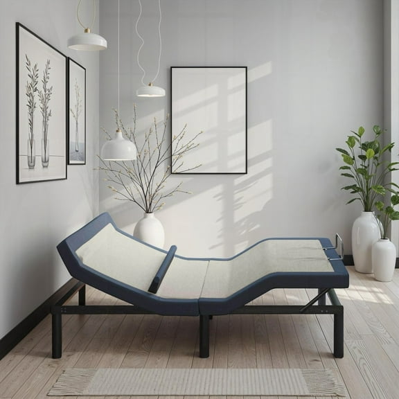 Twin XL Adjustable Bed Base with 3 Levels Intensity Head & Foot Massage and Lumbar Position Adjustment