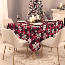 ComfiTime Christmas Vinyl Tablecloth – 60 x 84 Waterproof Table Cover with Flannel Backing for 4-8 ft Square Table, Spillproof, Wipe Clean, Non-Slip, Indoor/Outdoor Use for Dining/Party/Picnic