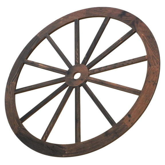 BESTONZON Brown Wood Wagon Wheel Wall Art Rustic Decorative Wall Hanging