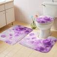 thumbnail image 4 of Purple Rose Bathroom Rugs Set Floral Reflection Non Slip Absorbent Soft Bath Mats 3 Piece Set with Bathroom Rug, U-Shaped Floor Mat, Toilet Seat Cover Small Size, 4 of 9