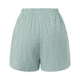 thumbnail image 5 of vigerkar 2025 Summer Women's Casual Loose Fit Cotton Plaid Shorts – Trendy Checkered Bermuda Shorts with Comfortable Elastic Waist Green, XS, 5 of 5
