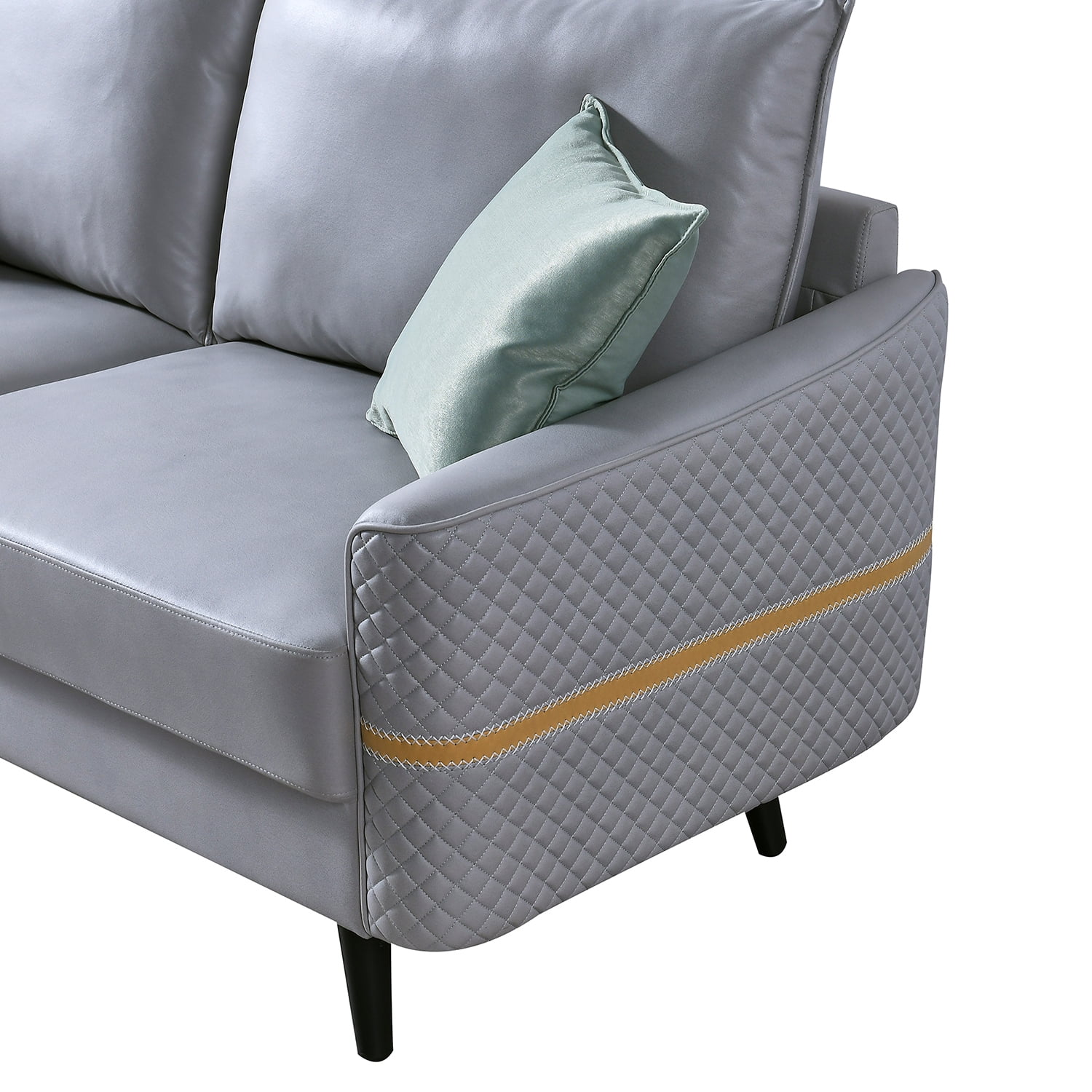 Kadyn 72 inch Mid-Century Modern Couch, Tufted Love Seat with 2 Pillows, Futon Sofa Bed for Bedroom, Light Grey