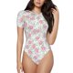 thumbnail image 1 of Balery Floral Body de cuello redondo de manga corta para mujer Tops de manga corta Tops básicos-Medium, 1 of 7
