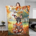 thumbnail image 3 of Hello Fall French Bulldog Football Welcome Autumn with Leaves Pumpkins Cozy Fleece Blanket Dog Lover Gifts Warm Soft Throw Blanket - 00012, 3 of 5