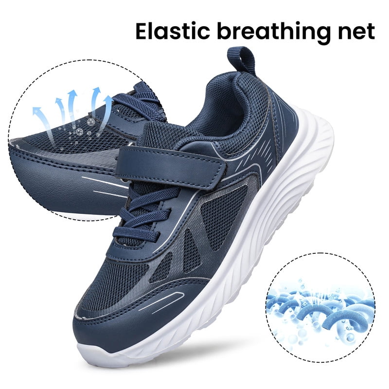YHOON Boys Girls Shoes Slip on Lightweight Running Tennis Sneakers Walking School Kids Shoes Navy Blue Toddler Size 7.5
