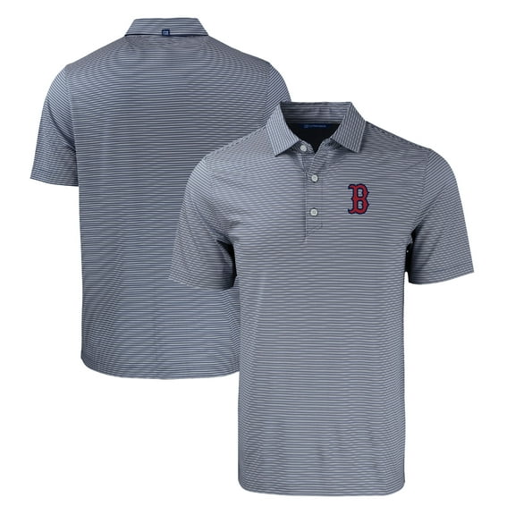 Men's Cutter & Buck Navy/White Boston Red Sox Forge Eco Double Stripe Stretch Recycled Polo