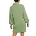 thumbnail image 3 of Vestido De Suéter De Punto, Suéter Cómodo Hasta La Rodilla Vestidos De Suéter De Manga Larga Con Rayas Verticales Color Puro Para Citas Para El Trabajo ANGGREK Guisante Verde M, 3 of 6